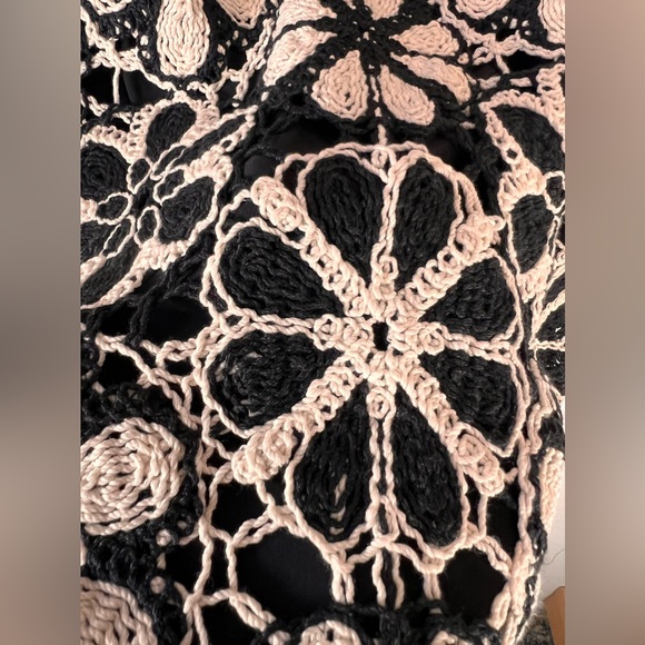 Ramy Brook Irina Floral Crochet Halter Black & White Mini Dress Size S/P - Picture 5 of 14